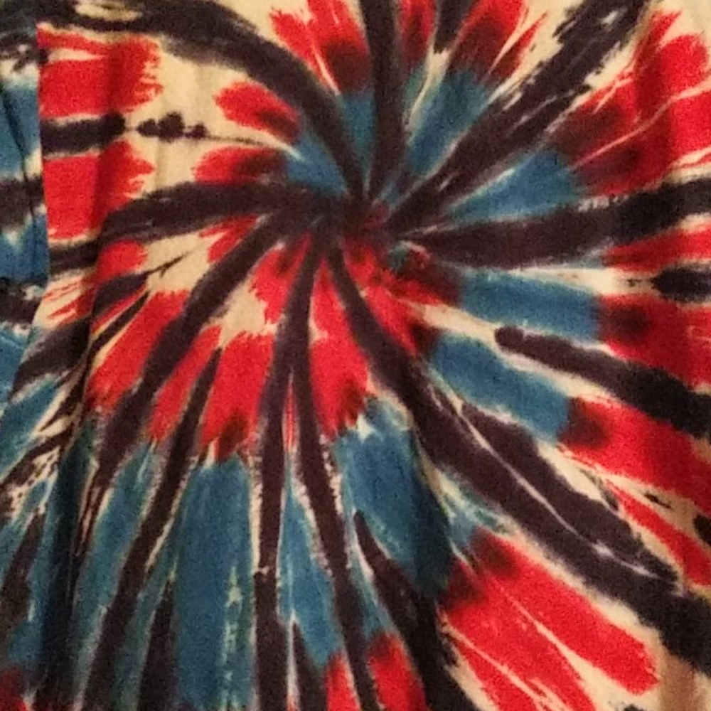 Tie Dye Red, White, Blue & Black Shirt